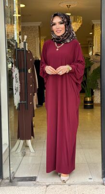 8470 SELİN ELBİSE BORDO - 1