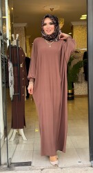 8470 SELİN ELBİSE KAHVERENGİ - 