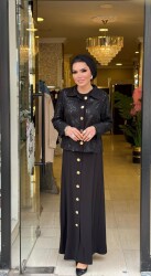 8540 PAYETLİ ELBİSE SİYAH - 2