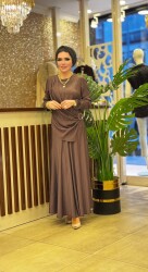 8602 HELİN ETEKLİ TAKIM KAHVERENGİ - 