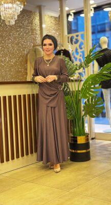 8602 HELİN ETEKLİ TAKIM KAHVERENGİ - 1