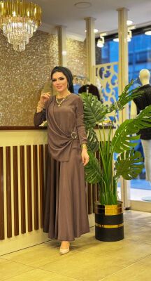 8602 HELİN ETEKLİ TAKIM KAHVERENGİ - 2