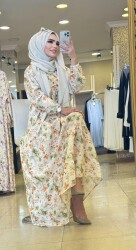 8778 BAHAR YEŞİL ELBİSE - 