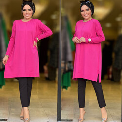 8888 merviş triko tunik fuşya - 
