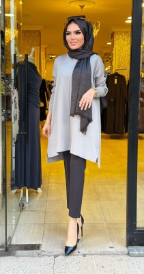 8888 merviş tunik gri - 2