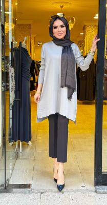 8888 merviş tunik gri - 1