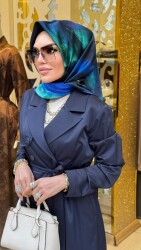 9054 KUMAŞ TRENÇ LACİVERT - 