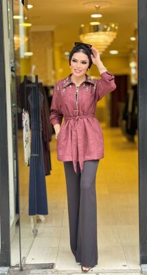 9270 GEOMETRİK KAP BORDO - 1