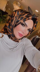 9779 TURUNCU LEOPAR İPEK EŞARP - 2