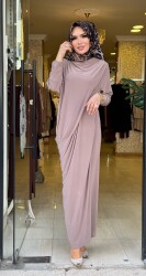 9889 DRAPELİ ELBİSE VİZON - 1